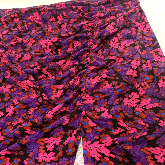 ASOS DESIGN Curve Floral Midi Skirt Ruched Front Split Plus Size 20 - Picture 5 of 11